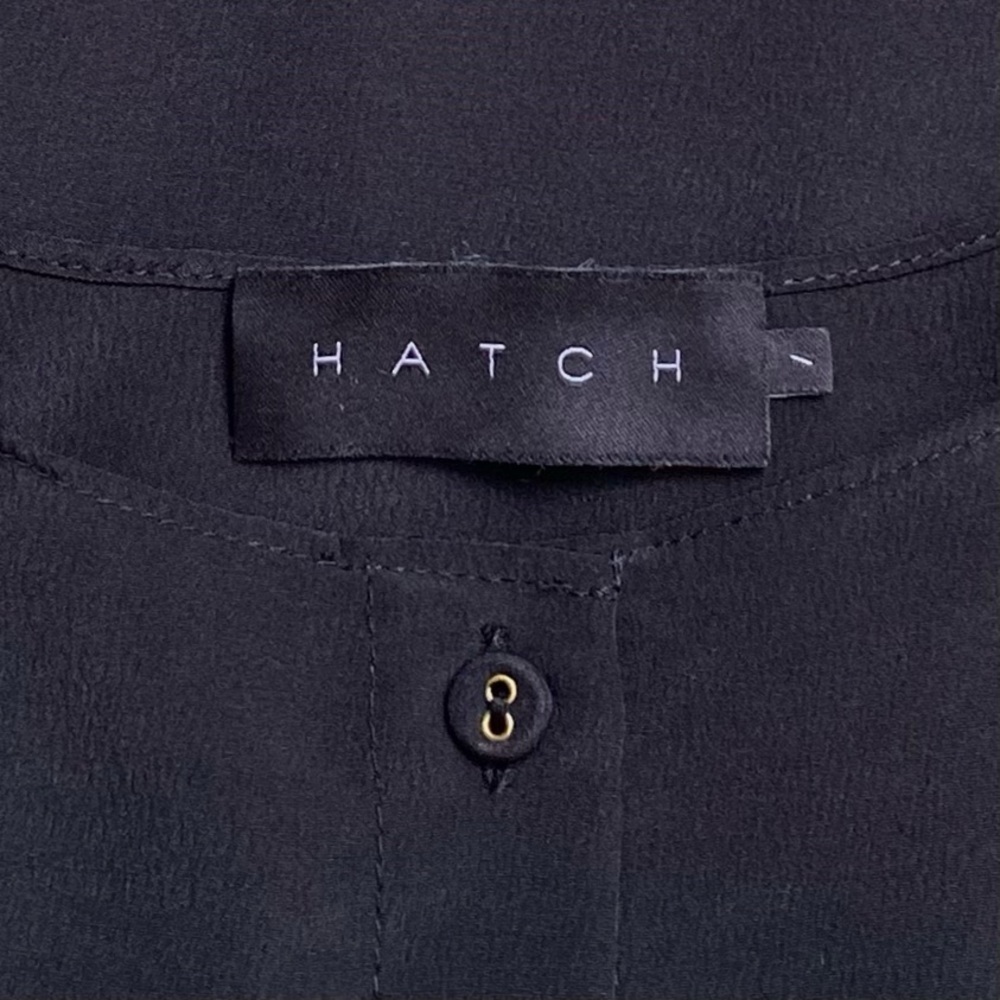 HATCH Fabric Button Front Swing Sleeveless Flutter Hem Blouse in Black, Size S - Picture 6 of 7